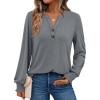 imageAUTOMET Long Sleeve Shirts Womens Tops Henley Dressy Casual Blouses Fall Outfits 2025 Trendy Loose Fit Comfy Winter ClothesGrey