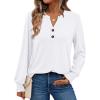 imageAUTOMET Long Sleeve Shirts Womens Tops Henley Dressy Casual Blouses Fall Outfits 2025 Trendy Loose Fit Comfy Winter ClothesWhite