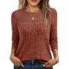 imageAUTOMET Womens 34 Length Sleeve Tops Fall Fashion 2025 Lace Work Tunic Blouses Dressy Casual Shirts Sweater Clothes OutfitsCaramel