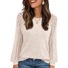 imageAUTOMET Womens Long Sleeve Work Shirts Lace Trendy Dressy Tops Fall Fashion Lightweight Sweaters Business Casual BlousesApricot