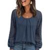 imageAUTOMET Womens Tops Long Sleeve TShirts Lace Business Dressy Casual Blouses Fall Fashion 2025 Trendy Outfits Winter ClothesNavy