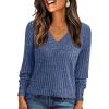 imageAUTOMET Womens V Neck Decorative Buttons Long Sleeve Shirt Fall Sweater Fashion Tops Dressy Casual Tunic Clothes Cute TrendyBlue
