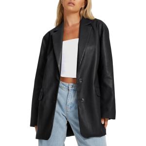 imageAUTOMET Womens Leather Jackets Faux Motorcycle Coats Bomber Outfits Fall Fashion Tops 2025 Winter Trendy ClothesBlack