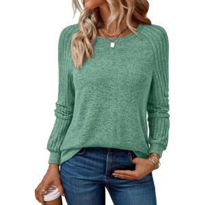 imageAUTOMET Womens Long Sleeve Shirts Casual Basic Fall Tops Cozy Lightweight Pullover Sweaters Outfits 2025 Winter ClothingLightgreen