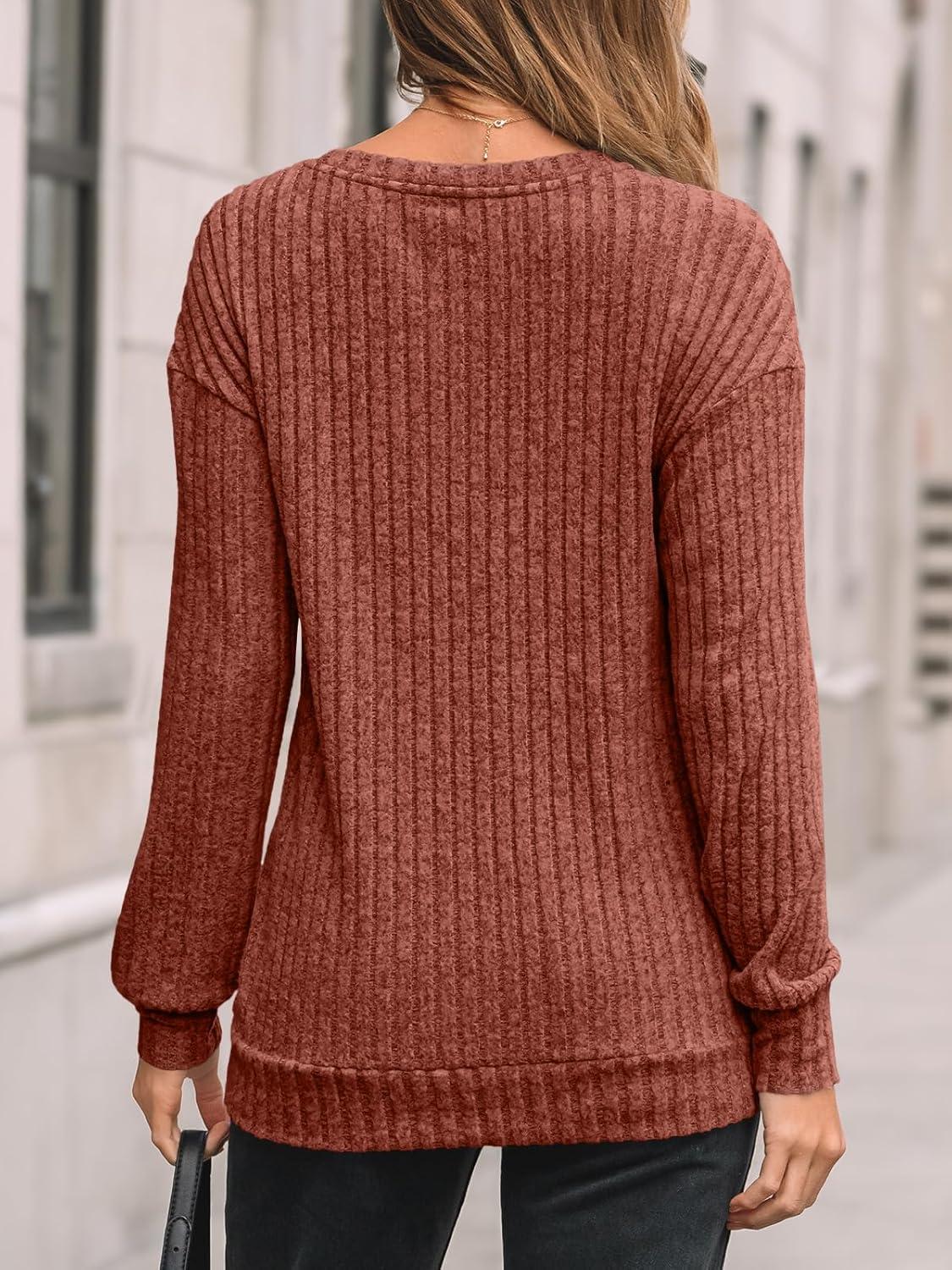 imageAUTOMET Womens Dropped Shoulder Long Sleeve Shirt Fall Fashion Tops Tunic Dressy Casual Sweater Clothes Trendy Outfits 2025Caramel