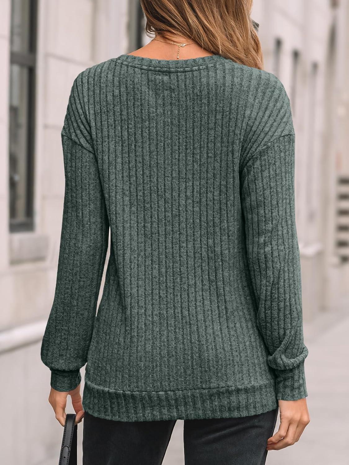 imageAUTOMET Womens Dropped Shoulder Long Sleeve Shirt Fall Fashion Tops Tunic Dressy Casual Sweater Clothes Trendy Outfits 2025Green