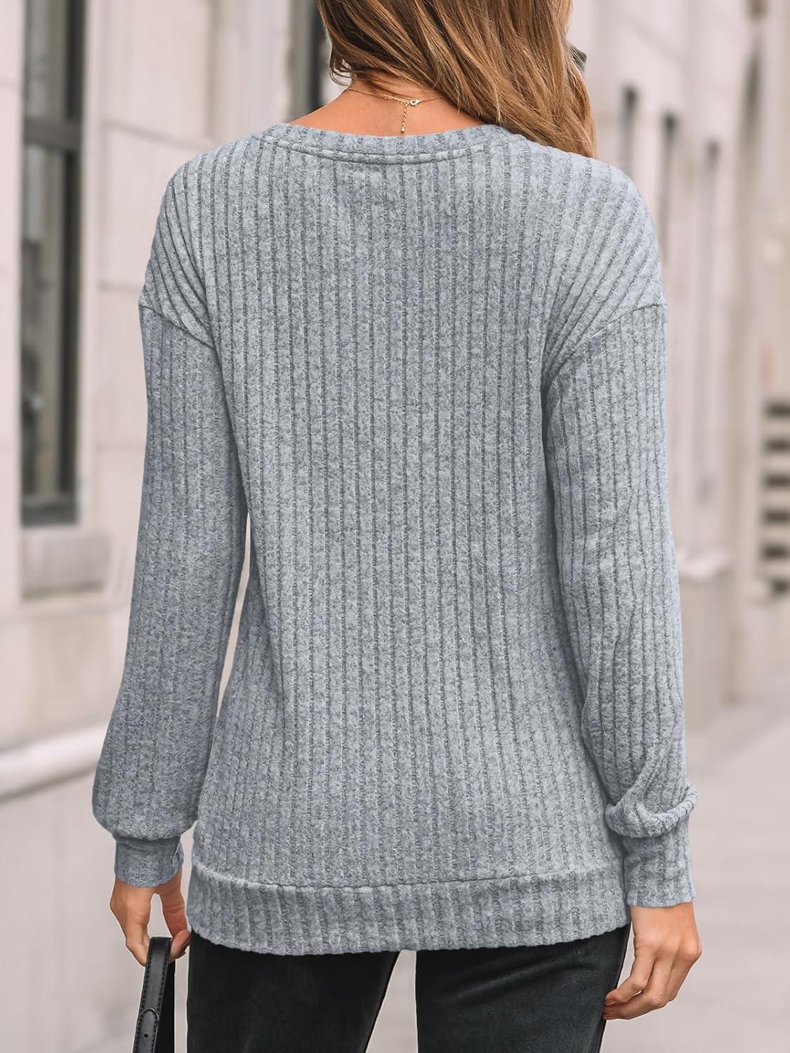 imageAUTOMET Womens Dropped Shoulder Long Sleeve Shirt Fall Fashion Tops Tunic Dressy Casual Sweater Clothes Trendy Outfits 2025Grey