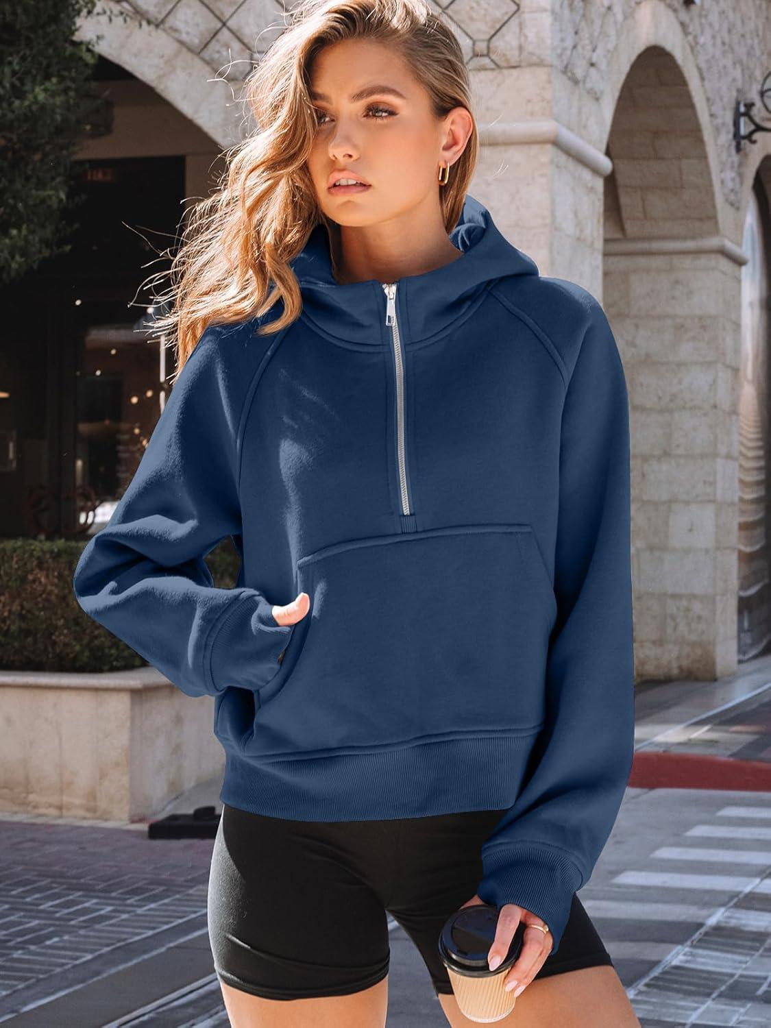 imageAUTOMET Womens Hoodies Fleece Fall Fashion Outfits Workout Sweatshirts Y2k Winter Zip Up Jackets Oversized Tops Clothes 2025Navyblue