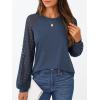 imageAUTOMET Womens Business Casual Dressy Tops Long Sleeve Lace Blouses Fall Fashion Outfits Shirts 2025 Crewneck Loose ClothesDarkblue