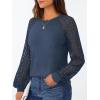 imageAUTOMET Womens Business Casual Dressy Tops Long Sleeve Lace Blouses Fall Fashion Outfits Shirts 2025 Crewneck Loose ClothesDarkblue