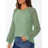 imageAUTOMET Womens Business Casual Dressy Tops Long Sleeve Lace Blouses Fall Fashion Outfits Shirts 2025 Crewneck Loose ClothesGreen