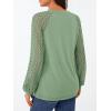 imageAUTOMET Womens Business Casual Dressy Tops Long Sleeve Lace Blouses Fall Fashion Outfits Shirts 2025 Crewneck Loose ClothesGreen