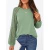 imageAUTOMET Womens Business Casual Dressy Tops Long Sleeve Lace Blouses Fall Fashion Outfits Shirts 2025 Crewneck Loose ClothesGreen