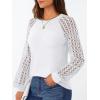 imageAUTOMET Womens Business Casual Dressy Tops Long Sleeve Lace Blouses Fall Fashion Outfits Shirts 2025 Crewneck Loose ClothesWhite
