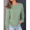 imageAUTOMET Womens Long Sleeve Shirts Fall Solid Color Loose Fit Tunics Tops Oversized Basic Tees Business Casual OutfitsBean Green