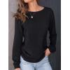imageAUTOMET Womens Long Sleeve Shirts Fall Solid Color Loose Fit Tunics Tops Oversized Basic Tees Business Casual OutfitsBlack