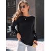 imageAUTOMET Womens Long Sleeve Shirts Fall Solid Color Loose Fit Tunics Tops Oversized Basic Tees Business Casual OutfitsBlack