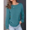 imageAUTOMET Womens Long Sleeve Shirts Fall Solid Color Loose Fit Tunics Tops Oversized Basic Tees Business Casual OutfitsBlue Green