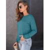 imageAUTOMET Womens Long Sleeve Shirts Fall Solid Color Loose Fit Tunics Tops Oversized Basic Tees Business Casual OutfitsBlue Green