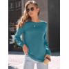 imageAUTOMET Womens Long Sleeve Shirts Fall Solid Color Loose Fit Tunics Tops Oversized Basic Tees Business Casual OutfitsBlue Green