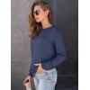 imageAUTOMET Womens Long Sleeve Shirts Fall Solid Color Loose Fit Tunics Tops Oversized Basic Tees Business Casual OutfitsDark Blue