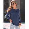 imageAUTOMET Womens Long Sleeve Shirts Fall Solid Color Loose Fit Tunics Tops Oversized Basic Tees Business Casual OutfitsDark Blue