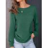 imageAUTOMET Womens Long Sleeve Shirts Fall Solid Color Loose Fit Tunics Tops Oversized Basic Tees Business Casual OutfitsDark Green