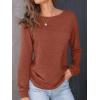 imageAUTOMET Womens Long Sleeve Shirts Fall Solid Color Loose Fit Tunics Tops Oversized Basic Tees Business Casual OutfitsRust