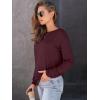 imageAUTOMET Womens Long Sleeve Shirts Fall Solid Color Loose Fit Tunics Tops Oversized Basic Tees Business Casual OutfitsWine Red