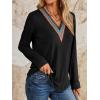 imageAUTOMET Womens Long Sleeve Tops Lace V Neck Shirts Casual Boho Top Fall Fashion Blouses 2025 Trendy Soft Basic ClothesBlack
