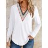 imageAUTOMET Womens Long Sleeve Tops Lace V Neck Shirts Casual Boho Top Fall Fashion Blouses 2025 Trendy Soft Basic ClothesWhite