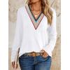 imageAUTOMET Womens Long Sleeve Tops Lace V Neck Shirts Casual Boho Top Fall Fashion Blouses 2025 Trendy Soft Basic ClothesWhite