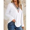imageAUTOMET Womens Long Sleeve Tops Lace V Neck Shirts Casual Boho Top Fall Fashion Blouses 2025 Trendy Soft Basic ClothesWhite