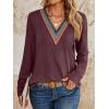 imageAUTOMET Womens Long Sleeve Tops Lace V Neck Shirts Casual Boho Top Fall Fashion Blouses 2025 Trendy Soft Basic ClothesWinered