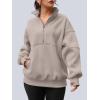 imageAUTOMET Womens Quarter Zip Oversized Sweatshirts Teen Fleece Pullover Hoodies 2025 Mock Neck Sweater Fall Workout JacketBeige