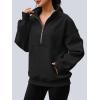 imageAUTOMET Womens Quarter Zip Oversized Sweatshirts Teen Fleece Pullover Hoodies 2025 Mock Neck Sweater Fall Workout JacketBlack