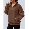 imageAUTOMET Womens Quarter Zip Oversized Sweatshirts Teen Fleece Pullover Hoodies 2025 Mock Neck Sweater Fall Workout JacketBrown