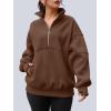 imageAUTOMET Womens Quarter Zip Oversized Sweatshirts Teen Fleece Pullover Hoodies 2025 Mock Neck Sweater Fall Workout JacketBrown