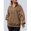 imageAUTOMET Womens Quarter Zip Oversized Sweatshirts Teen Fleece Pullover Hoodies 2025 Mock Neck Sweater Fall Workout JacketCoffee