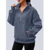 imageAUTOMET Womens Quarter Zip Oversized Sweatshirts Teen Fleece Pullover Hoodies 2025 Mock Neck Sweater Fall Workout JacketGreyblue