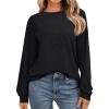 imageAUTOMET Womens Long Sleeve Shirts Fall Solid Color Loose Fit Tunics Tops Oversized Basic Tees Business Casual OutfitsBlack