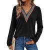 imageAUTOMET Womens Long Sleeve Tops Lace V Neck Shirts Casual Boho Top Fall Fashion Blouses 2025 Trendy Soft Basic ClothesBlack