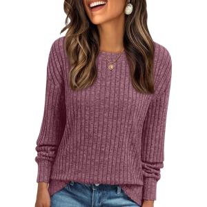 imageAUTOMET Womens Dropped Shoulder Long Sleeve Shirt Fall Fashion Tops Tunic Dressy Casual Sweater Clothes Trendy Outfits 2025Burgundy
