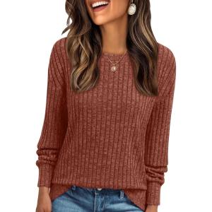 imageAUTOMET Womens Dropped Shoulder Long Sleeve Shirt Fall Fashion Tops Tunic Dressy Casual Sweater Clothes Trendy Outfits 2025Caramel