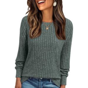 imageAUTOMET Womens Dropped Shoulder Long Sleeve Shirt Fall Fashion Tops Tunic Dressy Casual Sweater Clothes Trendy Outfits 2025Green